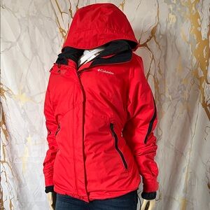 Columbia Women's Bugaboo II Fleece Interchange hiking jacket in red